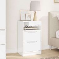 Нощно шкафче Лъскаво бяло 40 x 30 x 467 см Инженерно дърво