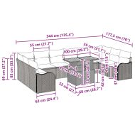Градински Софа Комплект с възглавница 11 pcs Черно и кремаво