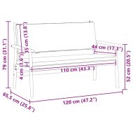 Градинска пейка с възглавница Антрацит Солидно акациево дърво