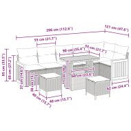 Градински Софа Комплект с възглавница 9 pcs Черно