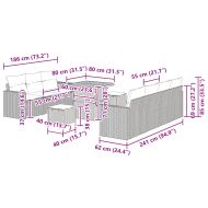 Градински Софа Комплект с възглавница 10 pcs Черно