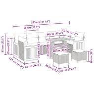 Градински Софа Комплект с възглавница 10 pcs Черно
