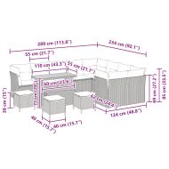 Градински Софа Комплект с възглавница 13 pcs Черно