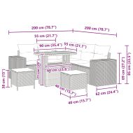 Градински Софа Комплект с възглавница 8 pcs Черно полиратан
