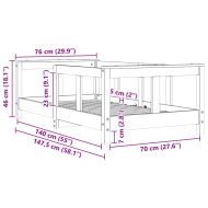 Рамка за детско легло, бяла, 70x140 см, бор масив