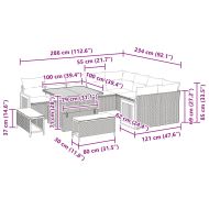 Градински Софа Комплект 12 pcs Черно 100 x 100 x 71 cm