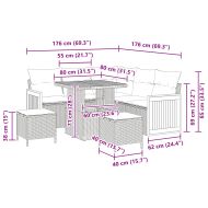 Градински Софа Комплект с възглавница 8 pcs Черно