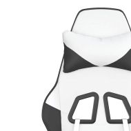 Масажен гейминг стол с опора за крака Бял-черно изкуствена кожа