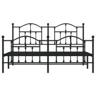 Метална рамка за легло, без матрак, с табли, черна, 180x200 см