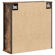 Стенен шкаф за баня с огледало опушен дъб 60x21x60 cm