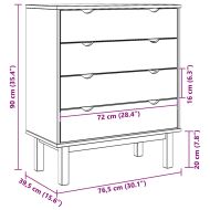 Шкаф с чекмеджета OTTA кафяво и бяло 76,5x39,5x90 см бор масив