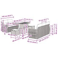 Градински Софа Комплект 8 pcs Черно полиратан