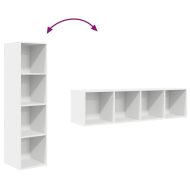 ТВ шкаф за стенен монтаж, бял, 37x37x142,5 см, инженерно дърво