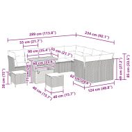 Градински Софа Комплект с възглавница 12 pcs Черно