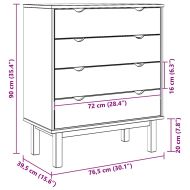 Шкаф с чекмеджета OTTA кафяво и сиво 76,5x39,5x90 см бор масив