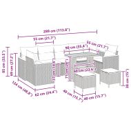 Градински Софа Комплект с възглавница 10 pcs Черно Полиратан
