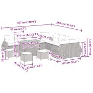 Градински Софа Комплект 14 pcs Черно полиратан