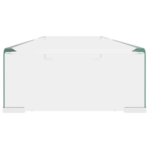 Стойка за телевизор/монитор, стъкло, прозрачна, 100x30x13 см