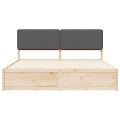 Леглова рамка с тапицирана гръбна част Тъмен сив 180 x 200 cm