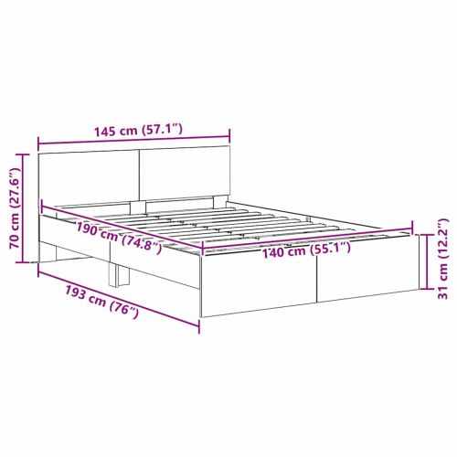 Рамка за легло Черния дъб 140 x 190 cm Инженерно дърво