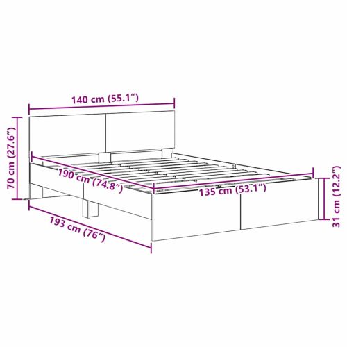 Рамка за легло Старо дърво 135 x 190 cm Инженерно дърво