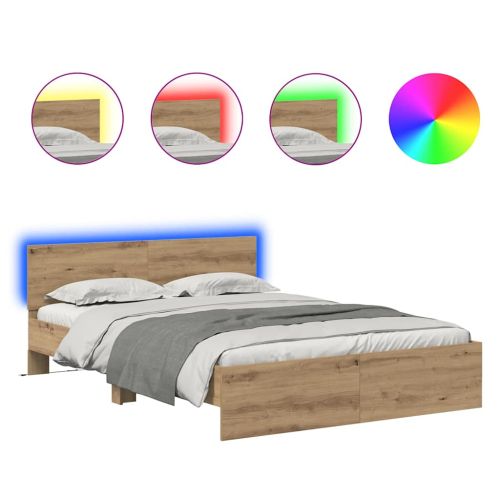 Рамка за легло с таблото Дъб 135 x 190 cm Инженерно дърво