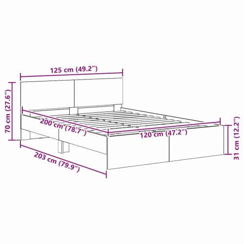 Рамка за легло с таблото Дъб 120 x 200 cm Инженерно дърво