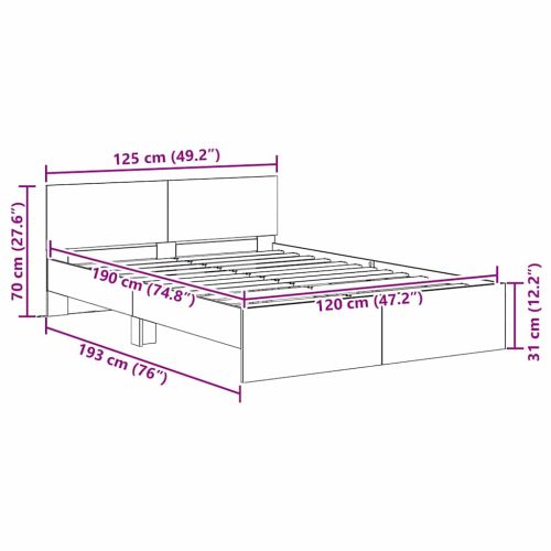 Рамка за легло Черния дъб 120 x 190 cm Инженерно дърво