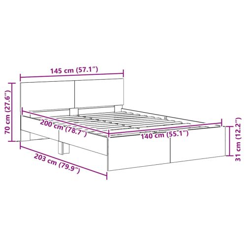 Рамка за легло Старо дърво 140 x 200 cm Инженерно дърво