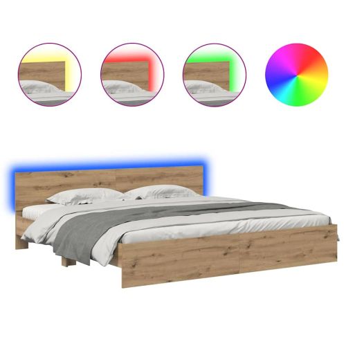 Рамка за легло с таблото Дъб 200 x 200 cm Инженерно дърво