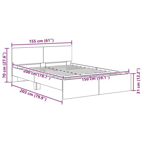 Рамка за легло Старо дърво 150 x 200 cm Инженерно дърво