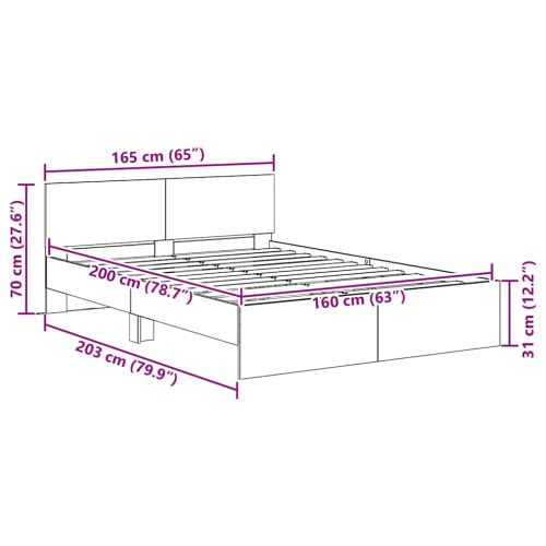 Рамка за легло Черния дъб 160 x 200 cm Инженерно дърво