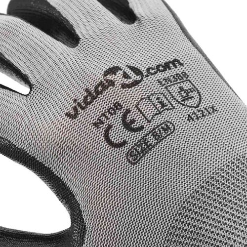 Работни ръкавици 12 pcs Сив и черен 8 / m Полиестер