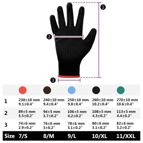 Работни ръкавици 24 pcs Черно 7 / S Полиестер