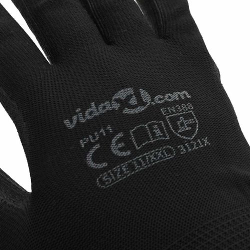 Работни ръкавици 12 pcs Черно 11 / XXL Полиестер