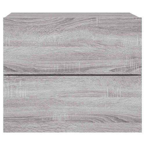 Нощно шкафче за стена с LED осветление, сив сонома