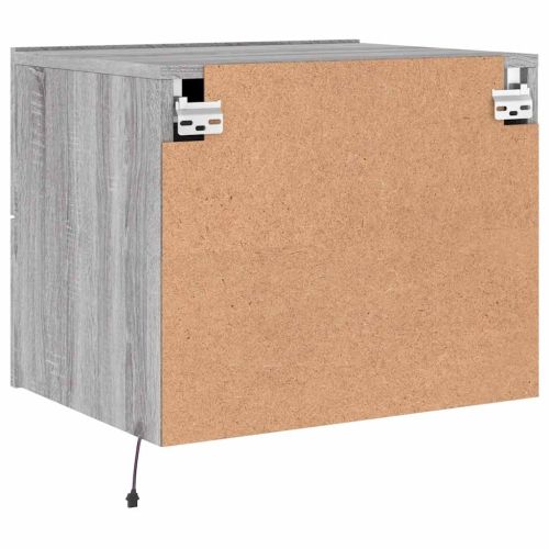 Нощно шкафче за стена с LED осветление, сив сонома