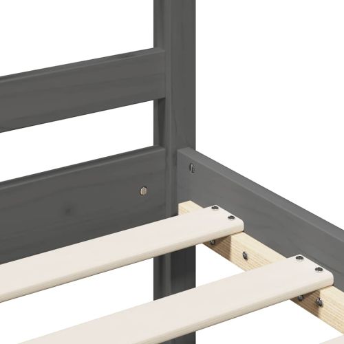 Рамка за легло, сива, дърво масив, 200х200 см