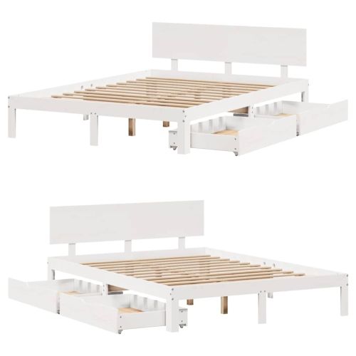 Рамка за легло, с чекмеджета, без матрак, бяла, 120x190 см