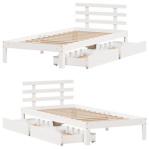 Рамка за легло, с чекмеджета, без матрак, бяла, 90x190 см