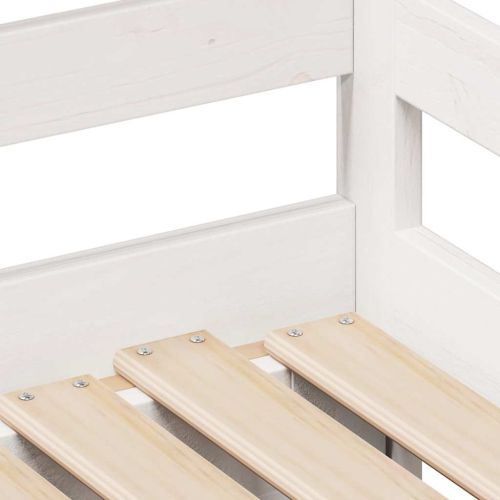 Легло с чекмеджета, без матрак, бяло, 90x200 см, масивно дърво