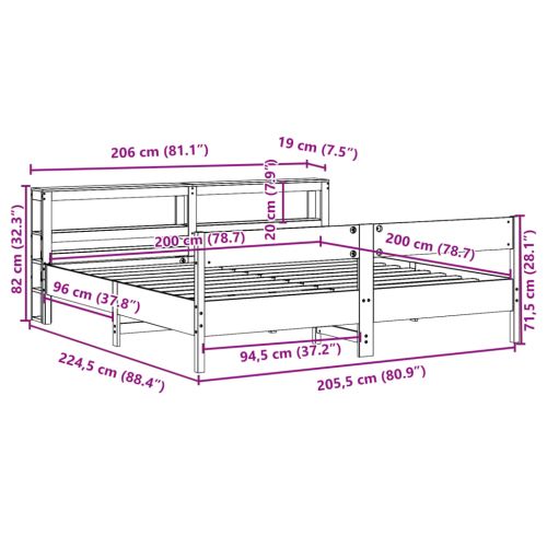 Рамка за легло без матрак 200x200 см масивна чамова дървесина