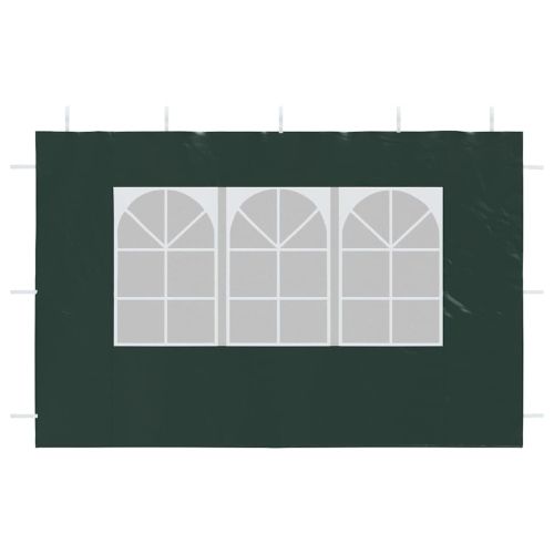 Странични стени за парти шатра, 2 бр, с прозорци, PE, зелени