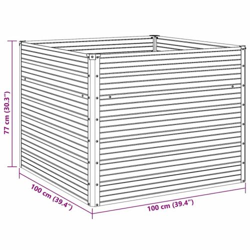 Повдигната леха, 100x100x77 см, поцинкована стомана, зелена