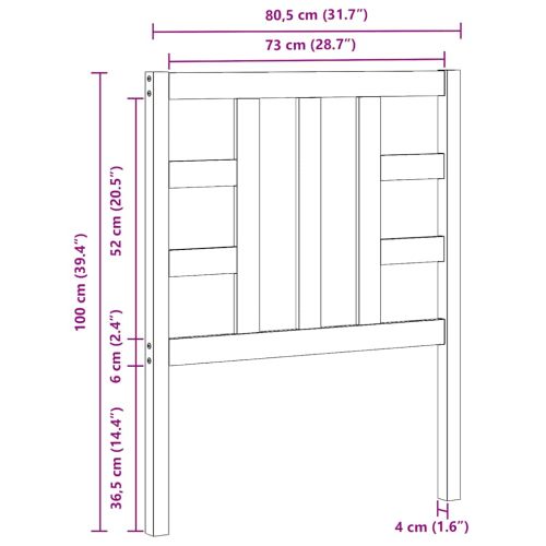 Горна табла за легло, бяла, 81x4x100 см, бор масив