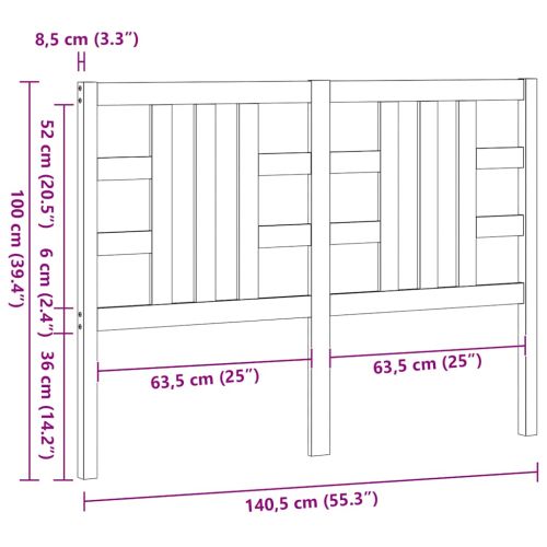 Горна табла за легло, 141x4x100 см, бор масив