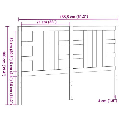 Горна табла за легло, сива, 166x4x100 см, бор масив