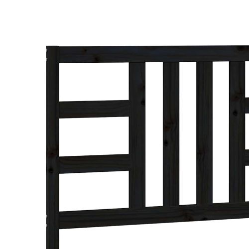 Горна табла за легло, черна, 206x4x100 см, бор масив