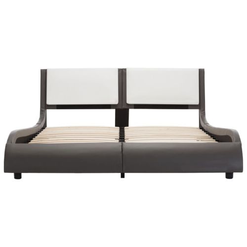 Рамка за легло с LED осветление без матрак, сиво и бяло, 120x190 см