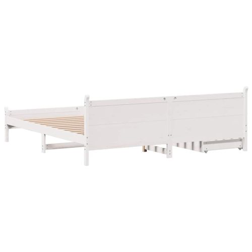 Рамка за легло без матрак, бял, 180x200 см, бор масив